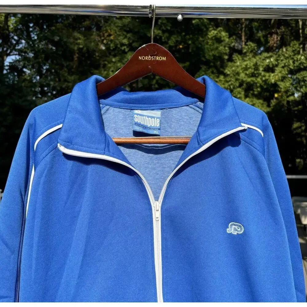 Vintage Y2K Southpole Track Jacket Full Zip Blue Lightweight Sz XL Hip Hop Skate